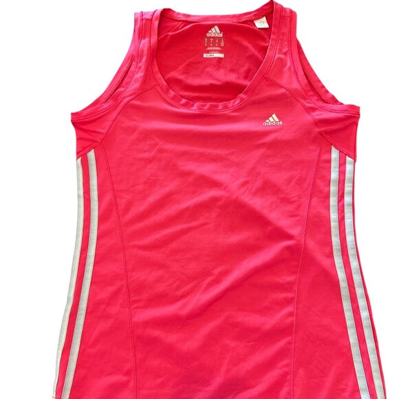 adidas Tops - Adidas Climalite Cotton Tank Top Pink with White Stripes Size M
